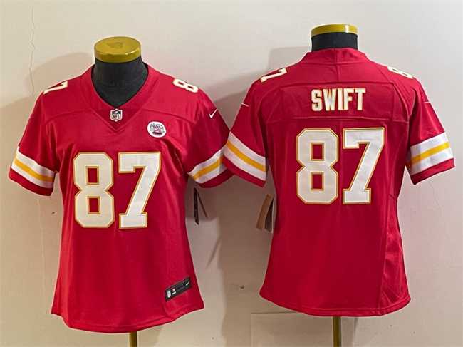 Womens Kansas City Chiefs #87 Taylor Swift Red Vapor Untouchable Limited Football Stitched Jersey(Run Small)